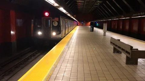 Subway approaching station Stock Footage 121378940