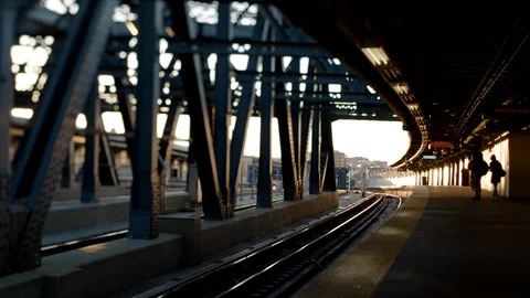Subway Arriving at Dawn Stock Footage 86223928
