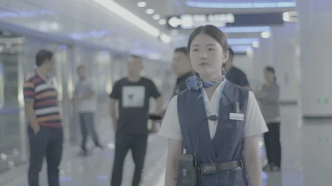 The subway attendant is at work Stock Footage 125516694