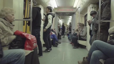 Subway car with passengers time lapse Stock Footage 56607568