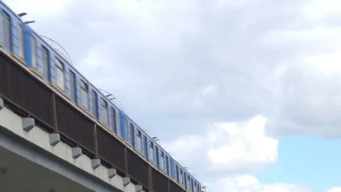 A subway car passes the overpass Stock Footage 159539746