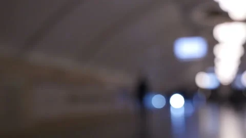 Subway car pulls up to the platform Stock Footage 128189419