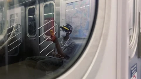 Subway car window reflection Video stock 196759225