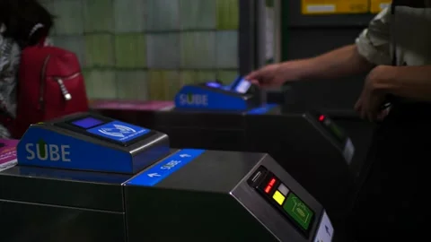 Subway Card machine in Argentina, Sube Stock Footage 166645375