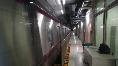 Subway commuting with slow start and acceleration Stock Footage 218292724