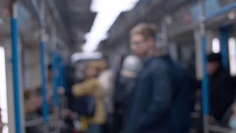 Subway crowd in defocus Stock Footage 126822016