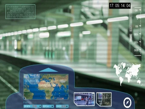 Subway digital scan analysis green SD Stock Footage