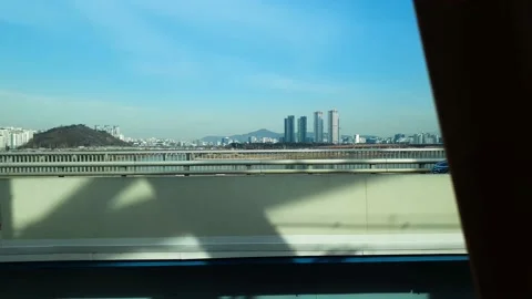 Subway Effect 4-Objects seen while crossing the bridge to the left- Stock Footage 146609490