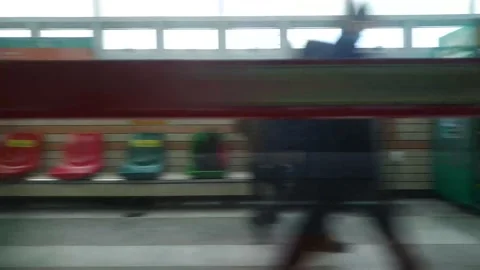 Subway Effect 5-Subways departing from stations on bright ground- Stock Footage 146609414