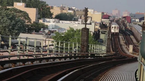 Subway on elevated tracks Video stock 76747638