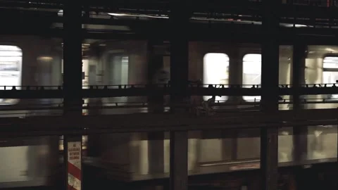 Subway end of 4 train leaving Union Square Manhattan New York 4k Stock Footage 255754495