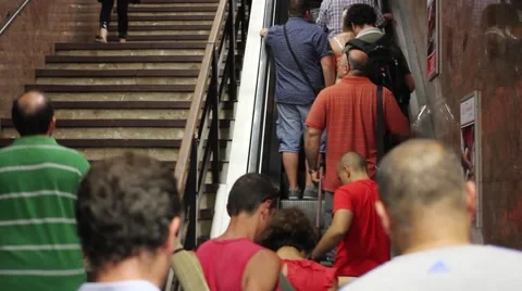 Subway escalator in Barcelona. Stockbeeldmateriaal 44867593