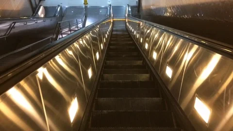 Subway Escalator Descending Timelapse Stock Footage 97968248