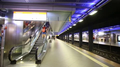 Subway escalator Stock Footage 123164380