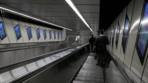 Subway escalator going down. Video stock 73500133