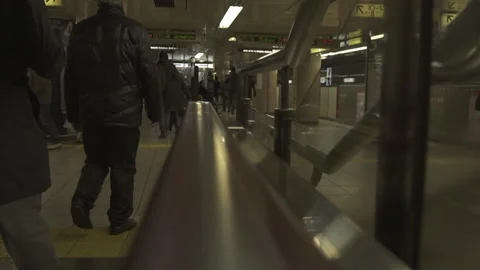 Subway Escalator Interior (2026-12-06 Ginza Station - Tokyo) Stock Footage 340516073
