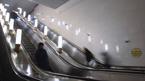 Subway Escalator with people Stock Footage 62535236