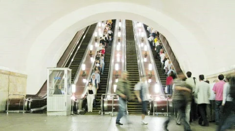 Subway escalator time lapse Stock Footage 262920