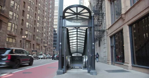 Subway exit Chicago downtown Stock Footage 239098942