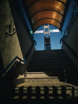 Subway exit at station Foto stock