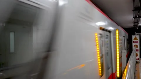 Subway exits from tunnel Stock Footage 219766546