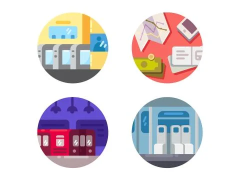 Subway flat icons Stock Illustration