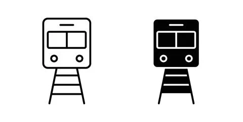 Subway icon collection in black, Line icons, flat symbols Stock Illustration