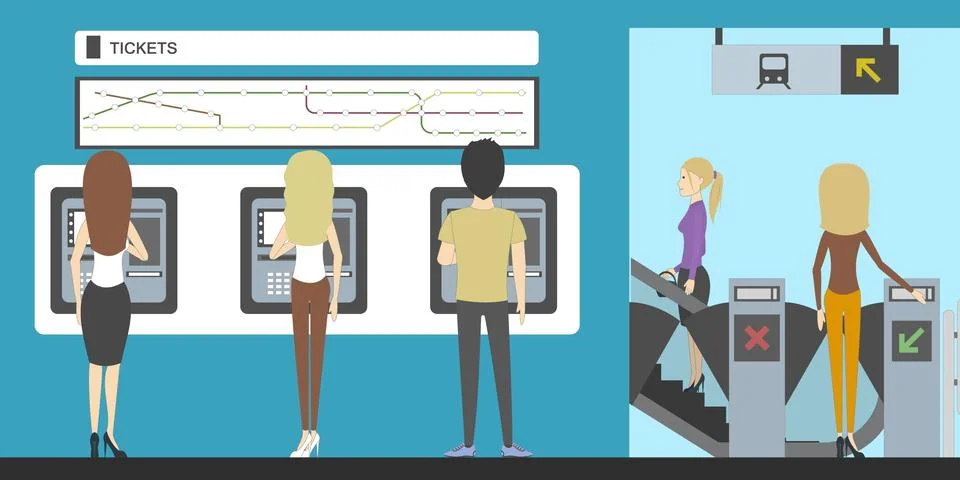 Subway interior set. Illustrazione stock