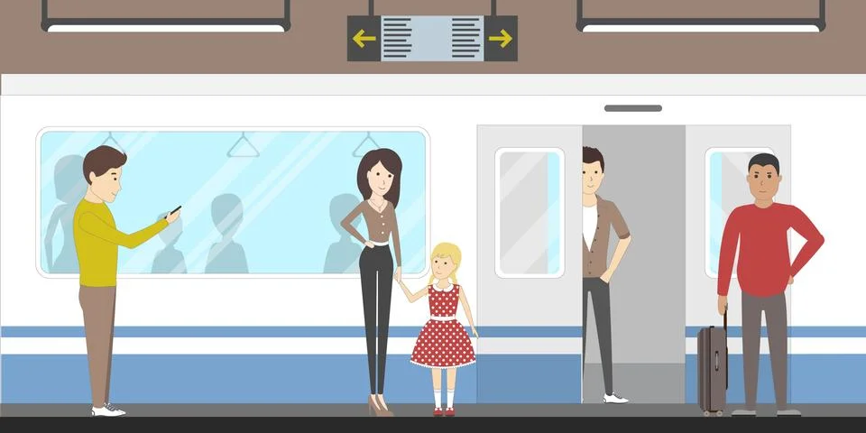 Subway interior set. Illustrazione stock