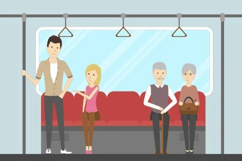 Subway interior set. Illustrazione stock