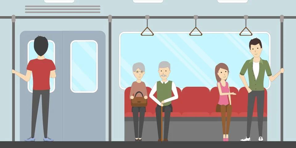 Subway interior set. Illustrazione stock