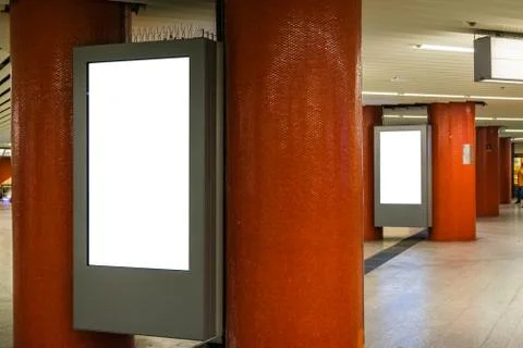 Subway Isolated White Advertisement Space Blank Mockup Transportation Urban Stock Photos