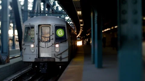 Subway Leaving Elevated Track at Dawn Stock Footage 86224473