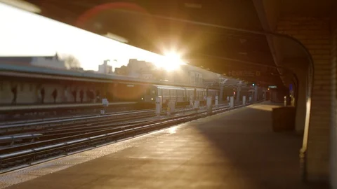 Subway Leaving at Sunrise Stock Footage 86224563
