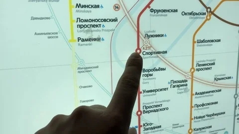 On the subway map with a finger pointer. Part of a series. Stock Footage 86954666