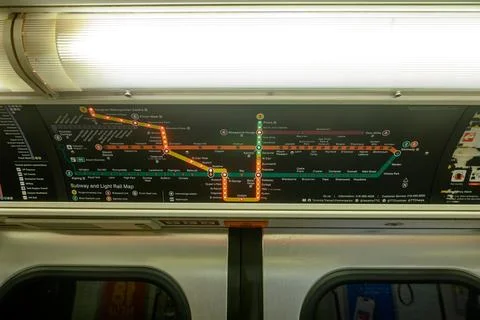 Subway Map Inside a Toronto Train Car Stock Photos