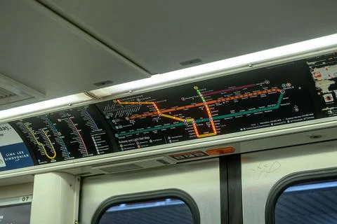 Subway Map on Toronto Train Offers Travel Guidance Stock Photos