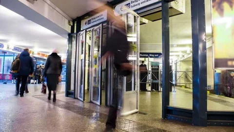 Subway Out Crowd Movement Timelapse Stock Footage 72265610