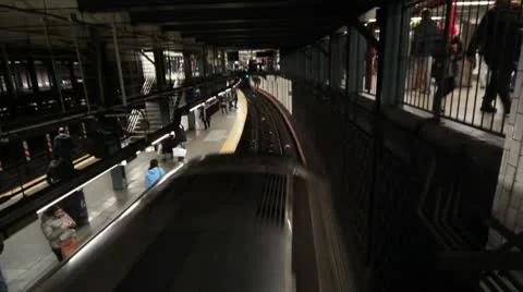 Subway Passing Below Stock Footage 9966863