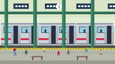 Subway platform with train arriving Vídeos de archivo 348648708