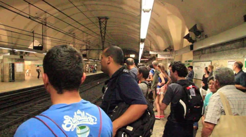 Subway pulls Into Station in Rome Stock Footage 39253938