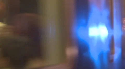 Subway reflecting hypnotic blue lights and then passing put of shot Stock Footage 39614227