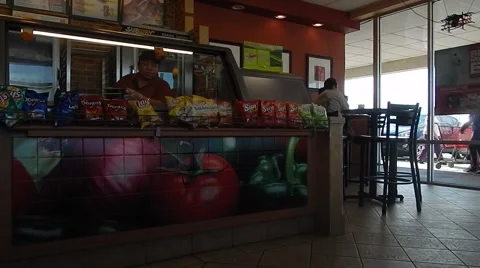 Subway restaurant ordering counter Stock-Footage 45314570