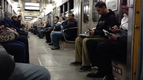 Subway ride, carriage interior Stock-Footage 24003356
