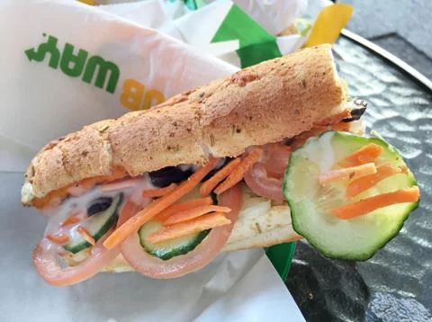 SUBWAY sandwich on a table Foto stock