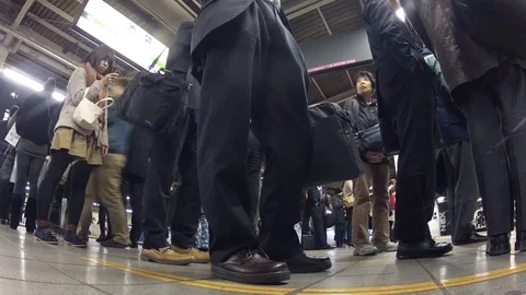 Subway station 360 timelapse of the crowd, Japan Stock Footage 95301766