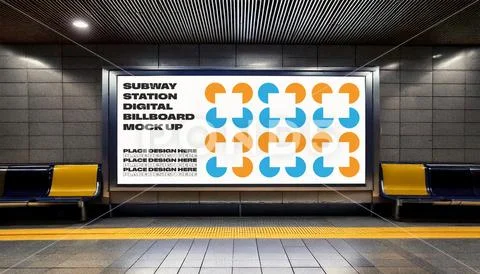 Subway Station - Horizontal Digital Billboard Mock up PSD Template