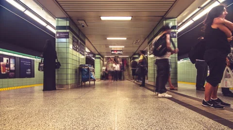 Subway Station TTC Escalator Platform Timelapse 5k Stock-Footage 66877030