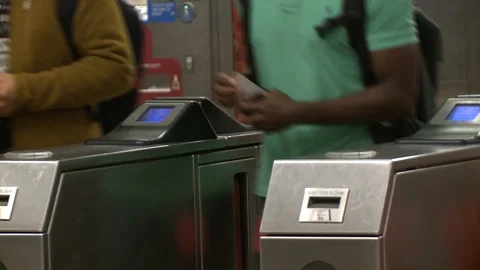 Subway Station Turnstiles Stock Footage 127458076