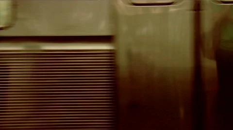 Subway stops doors open and passengers get on  Video stock 49222968